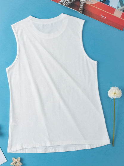 Stylish White Pleated Sleeveless Tank Top