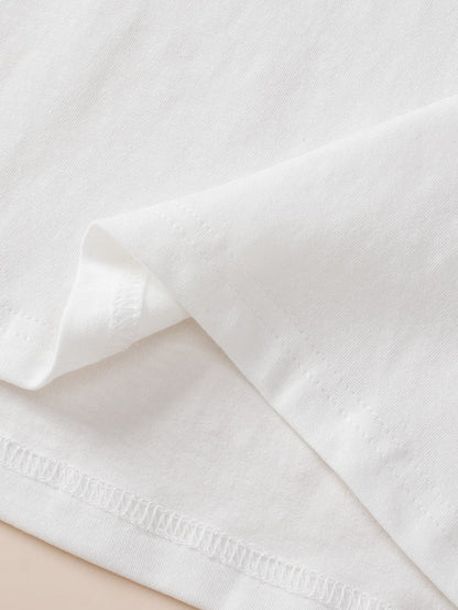 Stylish White Starry Oversized Tee with Half Sleeves