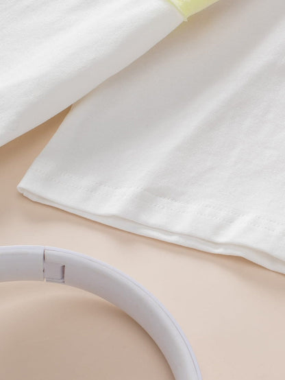 Stylish White Starry Oversized Tee with Half Sleeves