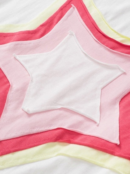 Stylish White Starry Oversized Tee with Half Sleeves