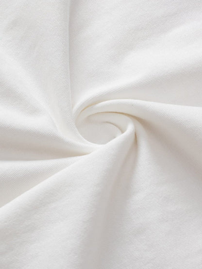 Stylish White Starry Oversized Tee with Half Sleeves