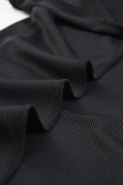 Sultry Black Twist Halter Ribbed Midi Dress