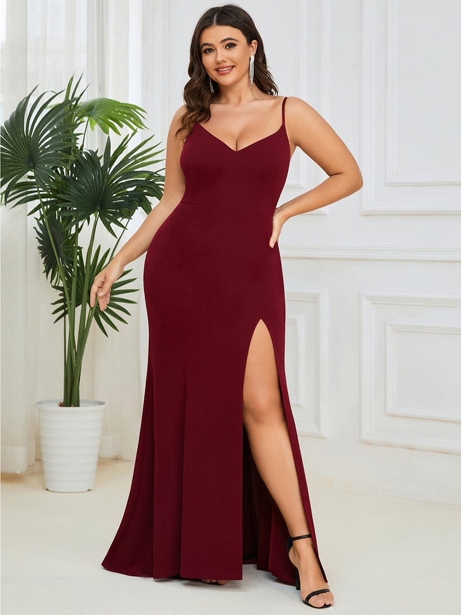 Sultry Deep V-Neck Fishtail Evening Gown
