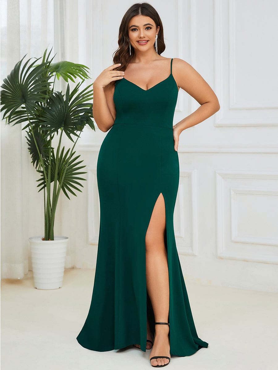 Sultry Deep V-Neck Fishtail Evening Gown