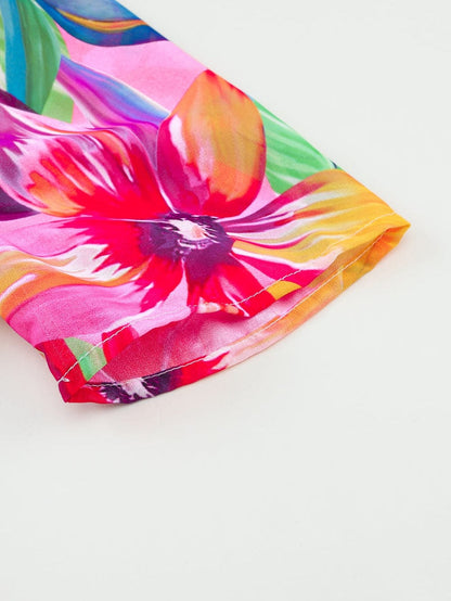 Summer Blossom Vibe V Neck Short Sleeve Dress