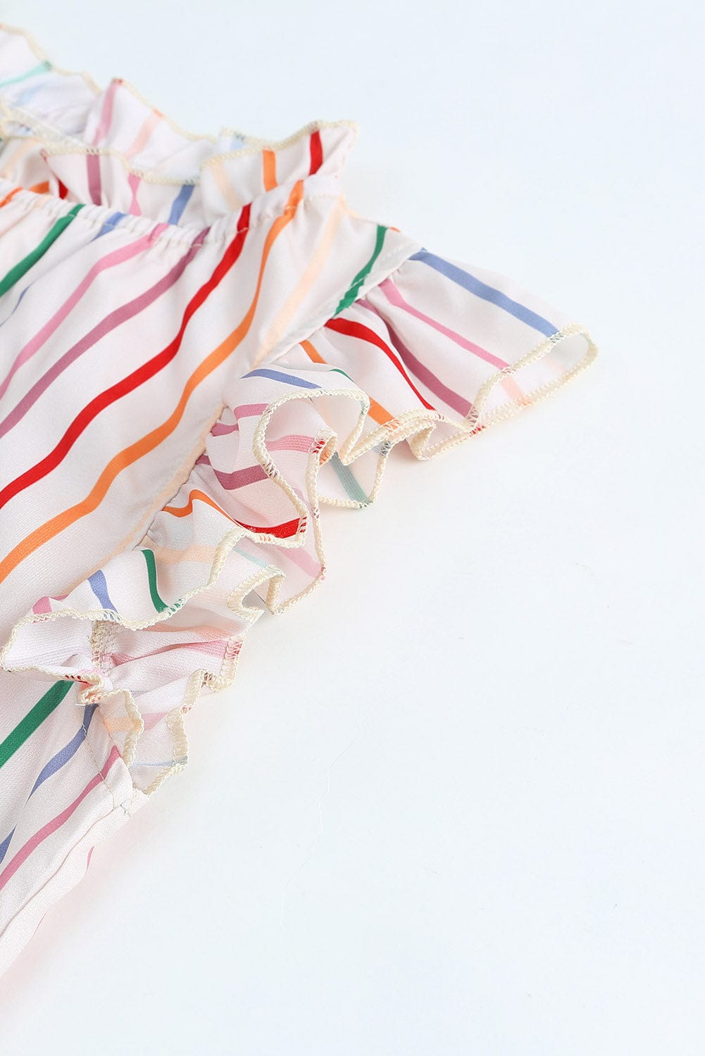 Summer Chic Striped Ruffle Sleeve Tank Top