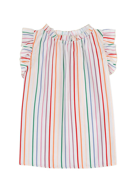 Summer Chic Striped Ruffle Sleeve Tank Top