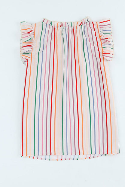 Summer Chic Striped Ruffle Sleeve Tank Top