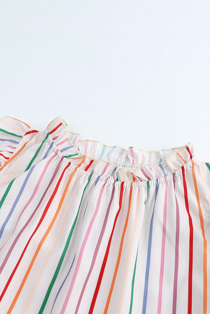 Summer Chic Striped Ruffle Sleeve Tank Top