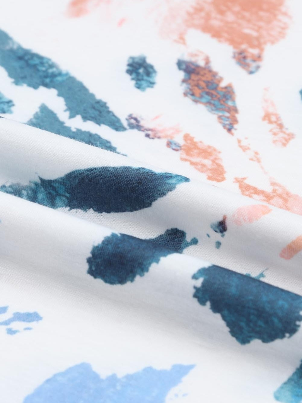 Summer White Tie Dye Maxi Dress with Cap Sleeves and Slit Detail