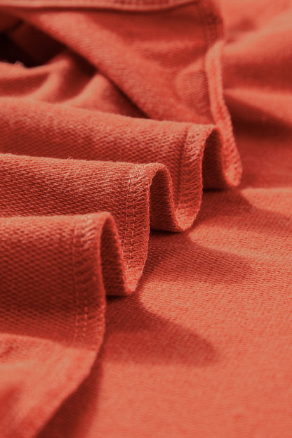 Sun-Kissed Orange Ruffle Sleeve Crew Neck Tee