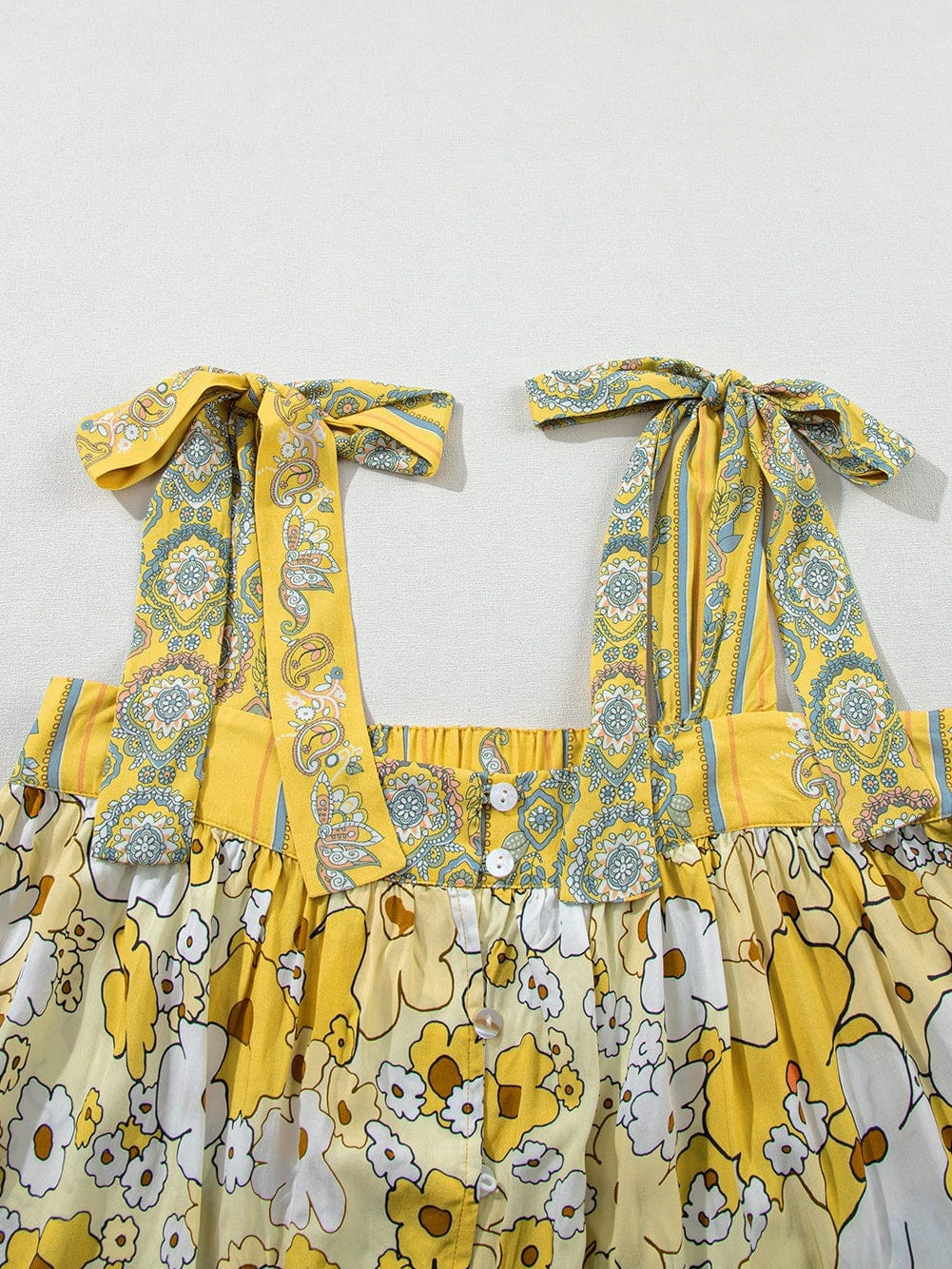 Sunflower Fields Tie-Strap Patchwork Tank Top