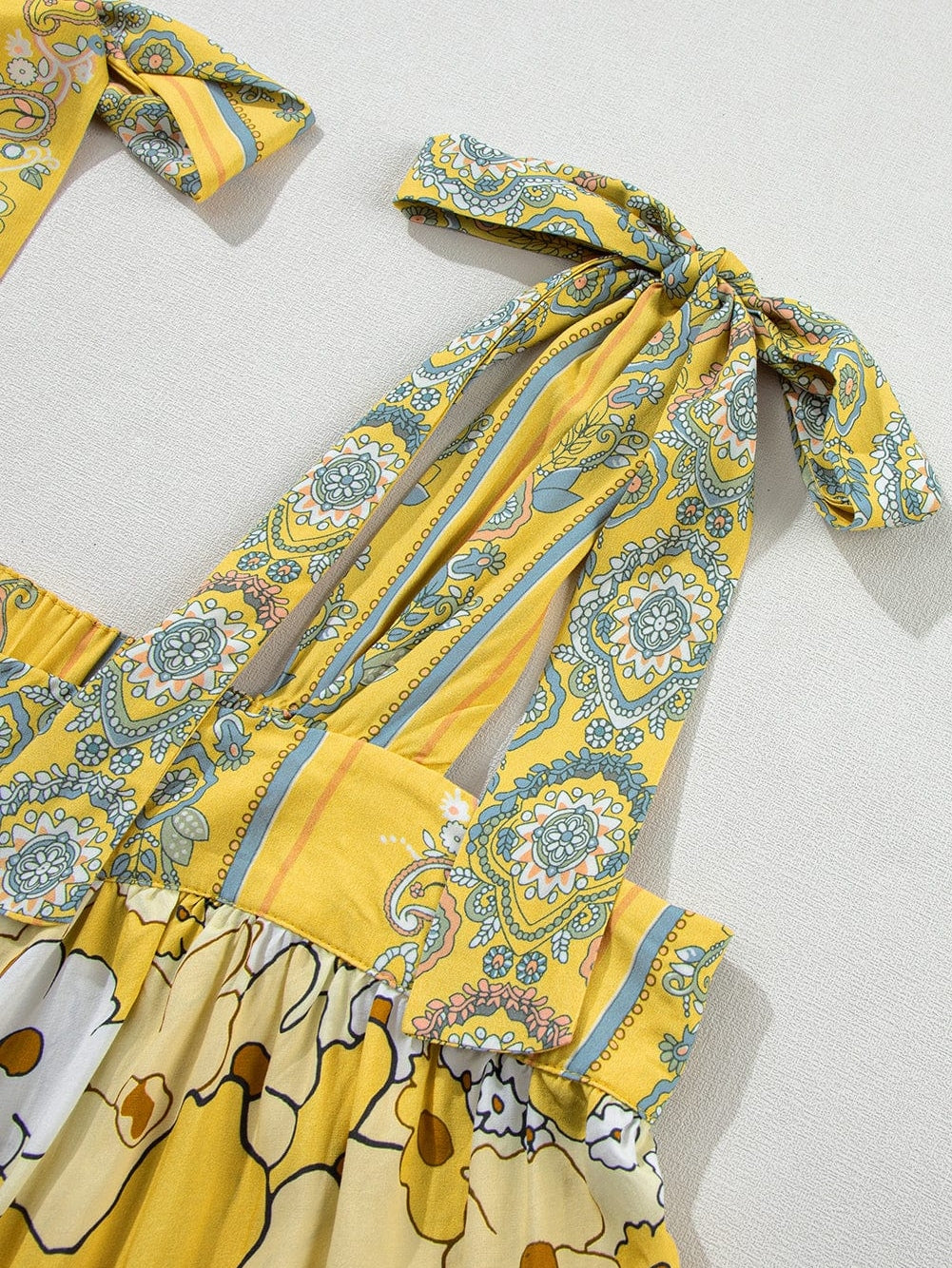 Sunflower Fields Tie-Strap Patchwork Tank Top