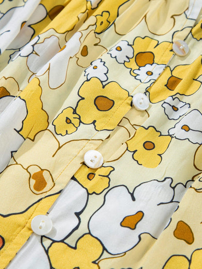 Sunflower Fields Tie-Strap Patchwork Tank Top