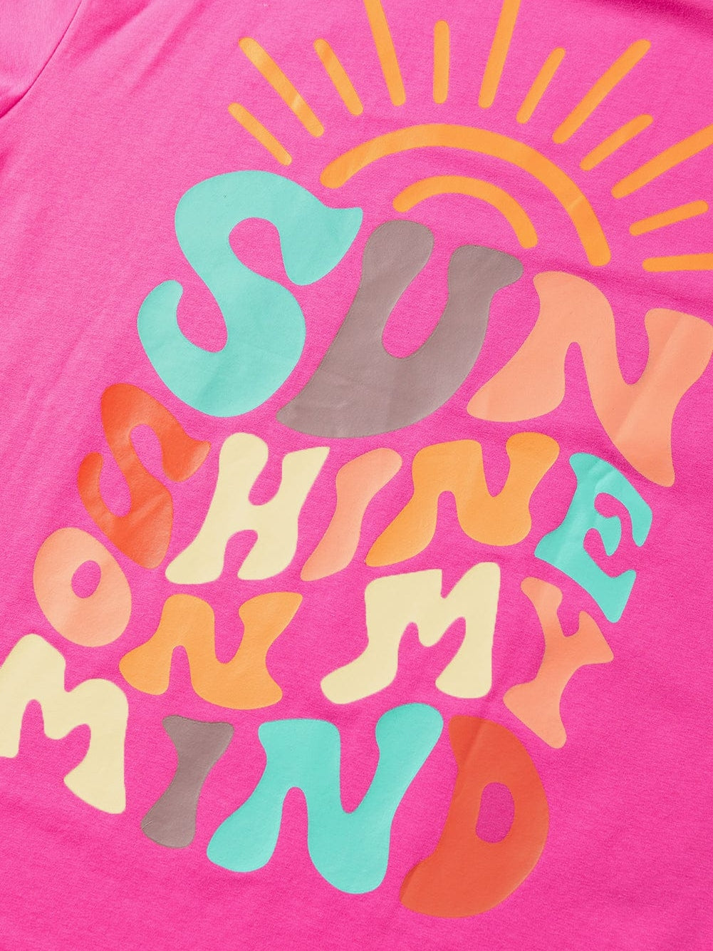 SUNNY DAY Pink Graphic Tee with "SUNSHINE ON MY MIND" Detail