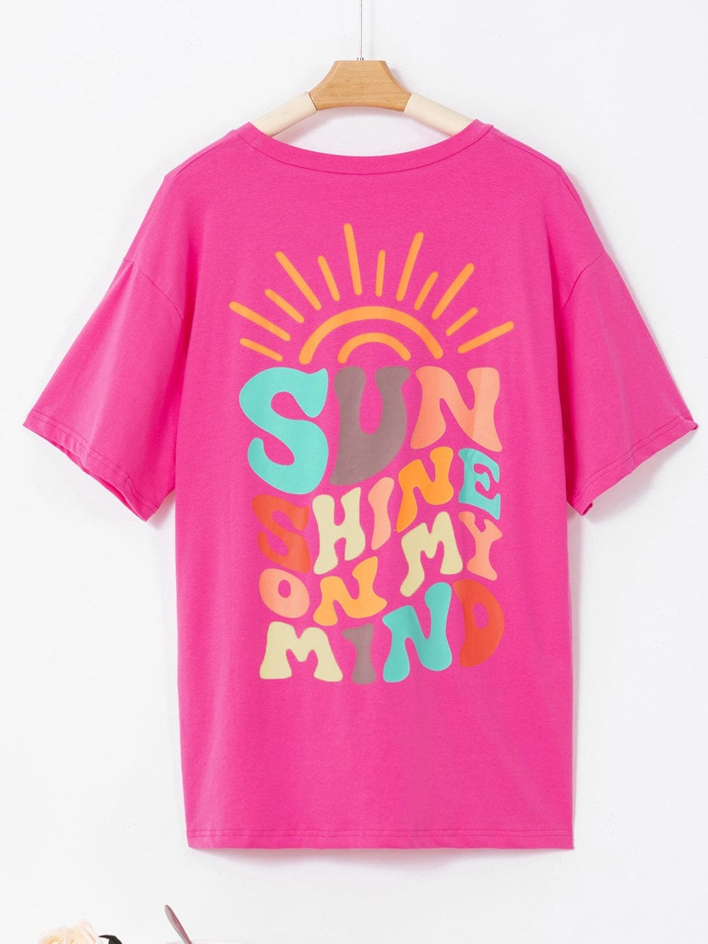 SUNNY DAY Pink Graphic Tee with "SUNSHINE ON MY MIND" Detail