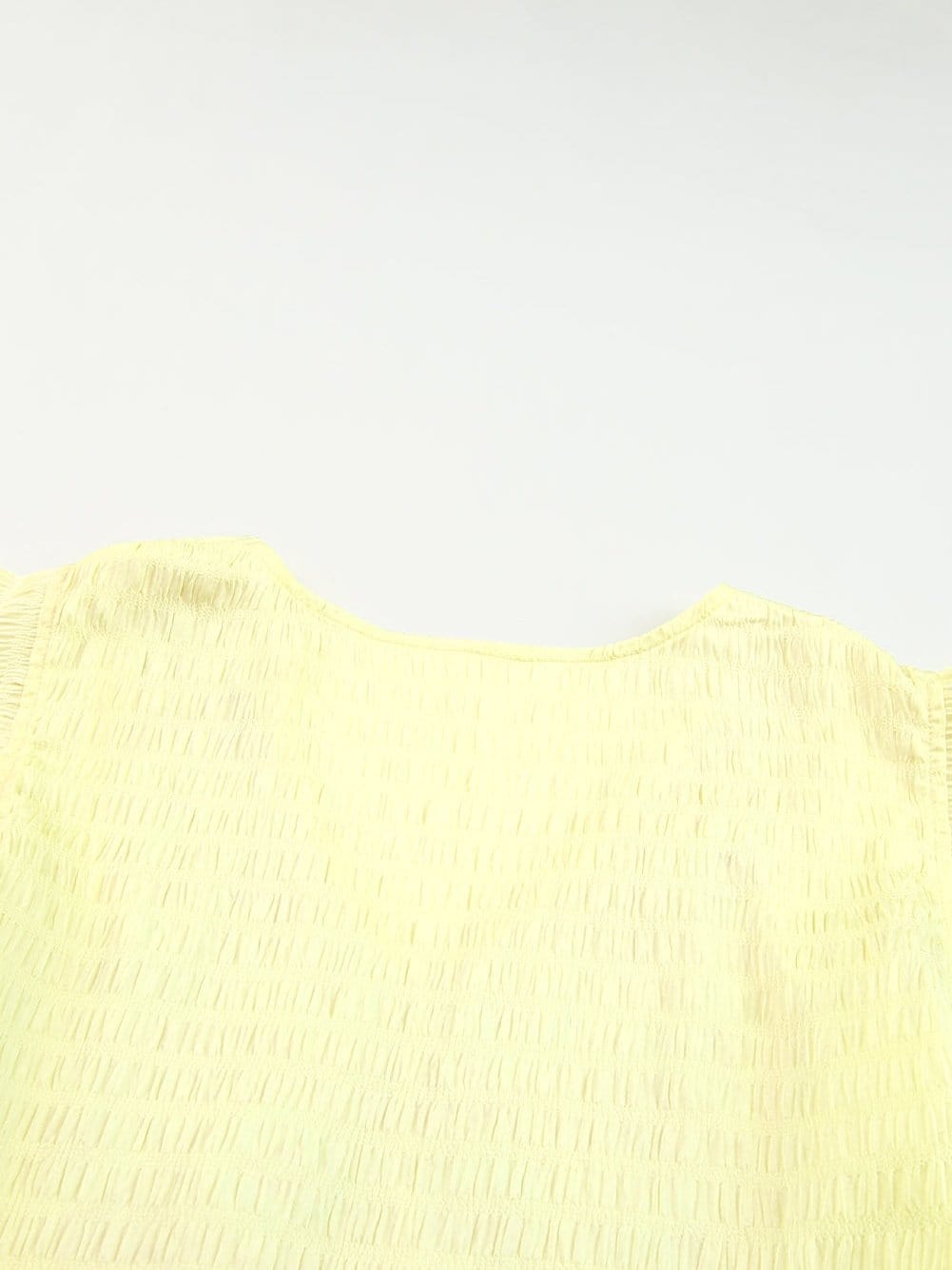 Sunny Yellow Embroidered Ruffle Top with Geometric Details