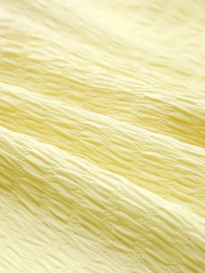 Sunny Yellow Embroidered Ruffle Top with Geometric Details