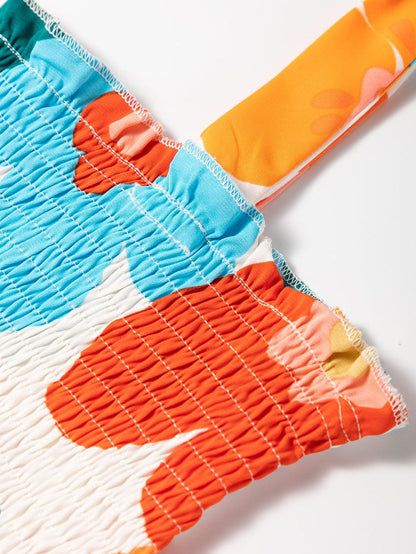 Sunshine Blossom Smocked Bodice Maxi Dress with Self-Tie Straps