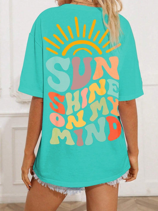 SUNSHINE ON MY MIND Mint Green Printed Tee