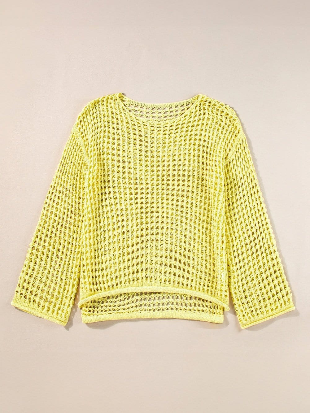 Sunshine Yellow Crochet Bell Sleeve Boho Sweater Tunic