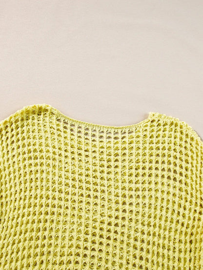 Sunshine Yellow Crochet Bell Sleeve Boho Sweater Tunic