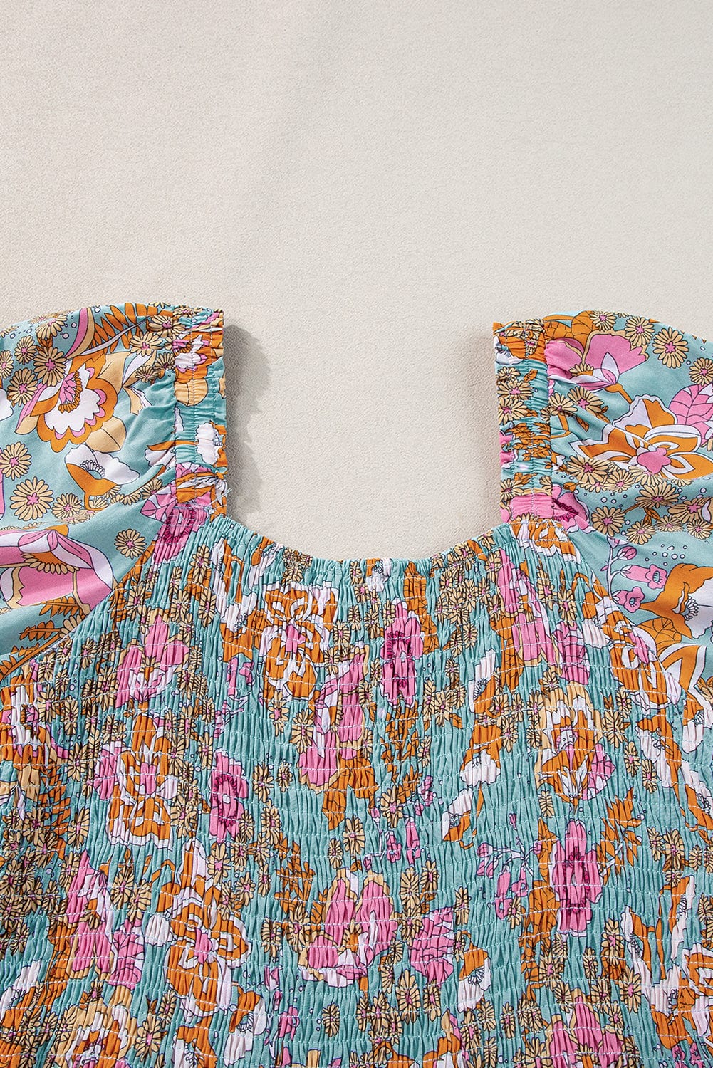 Sunshine Yellow Floral Smocked Puff Sleeve Dress