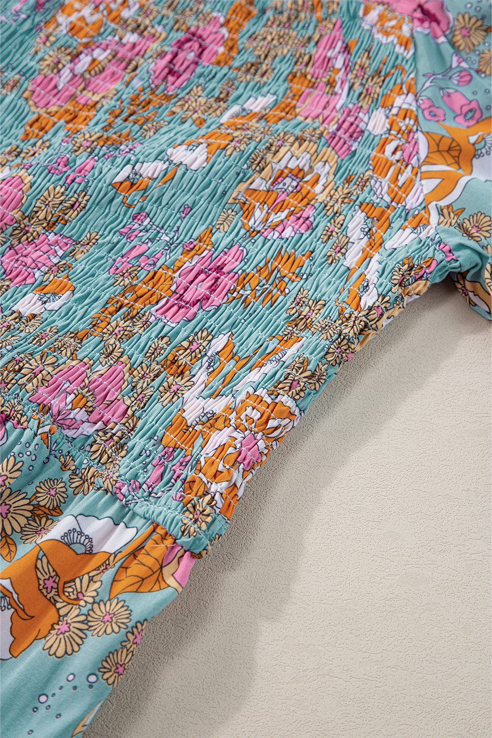 Sunshine Yellow Floral Smocked Puff Sleeve Dress