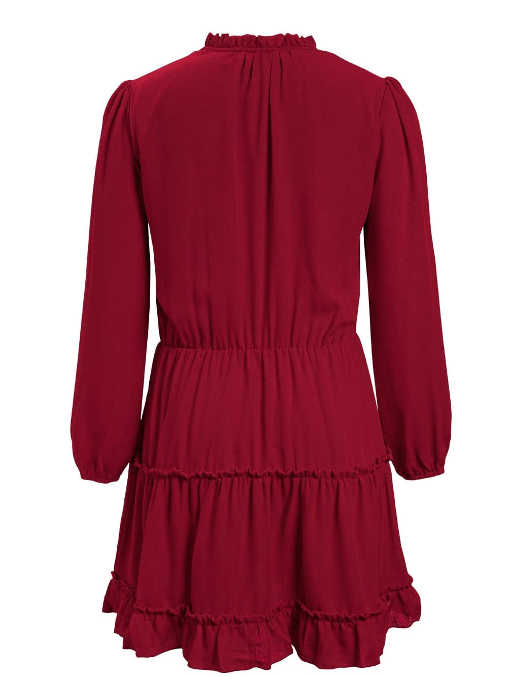 Sweet Chiffon V Neck Tiered Ruffle Mini Dress