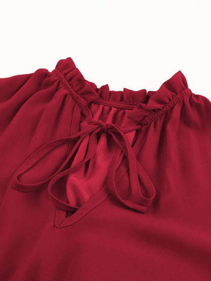 Sweet Chiffon V Neck Tiered Ruffle Mini Dress