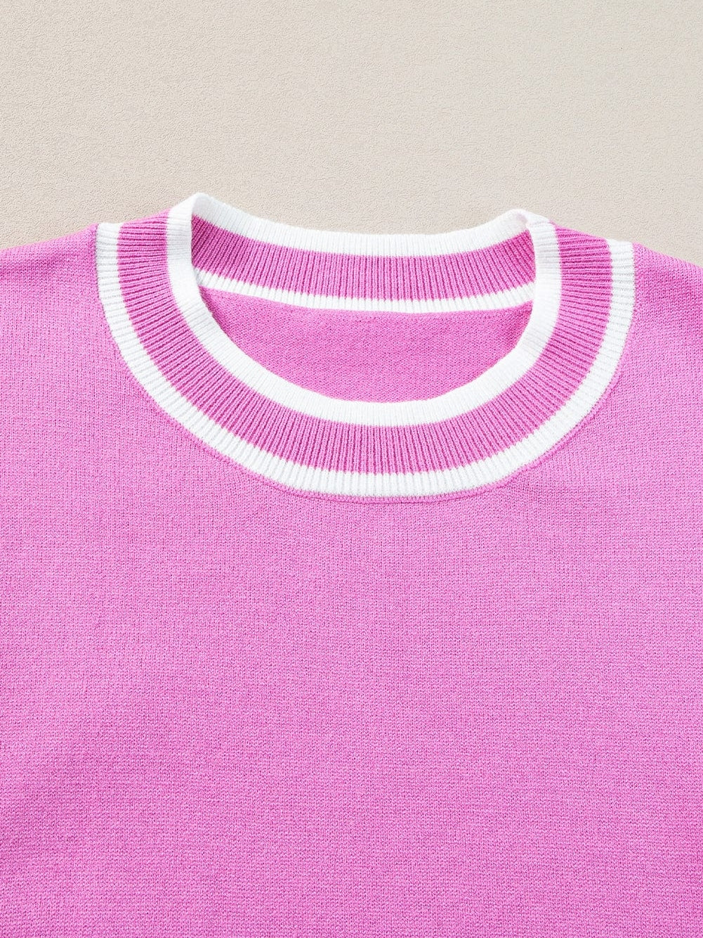 Sweet Ruffle Sleeve Knit Top with Piping Detail