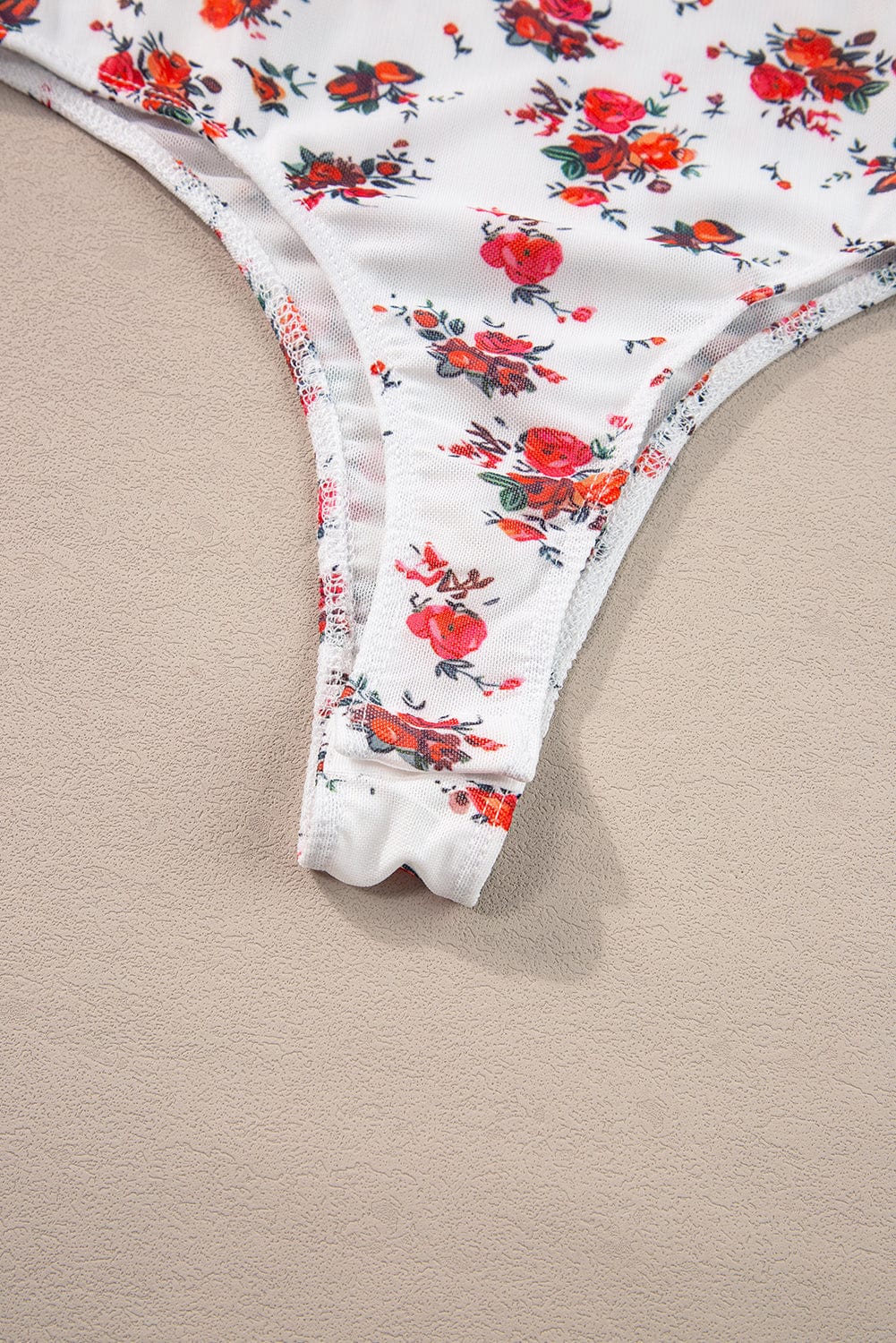 Sweet White V-Neck Floral Ruffle Bodysuit