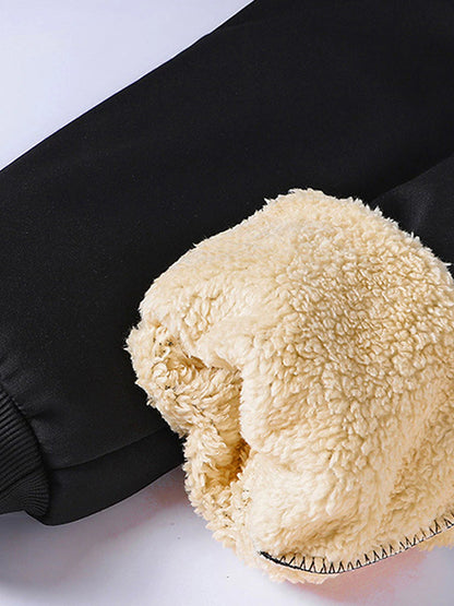 Women's Fleece Pants Lambswool Plain Grey Black Active High Waist Full Length Outdoor Street Fall Winter