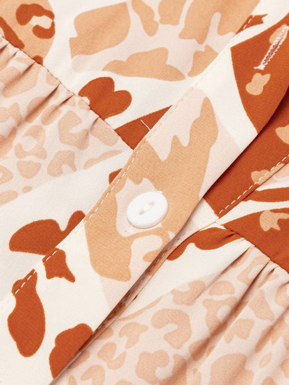 Swing into Style with the Brown Multi Print Dress