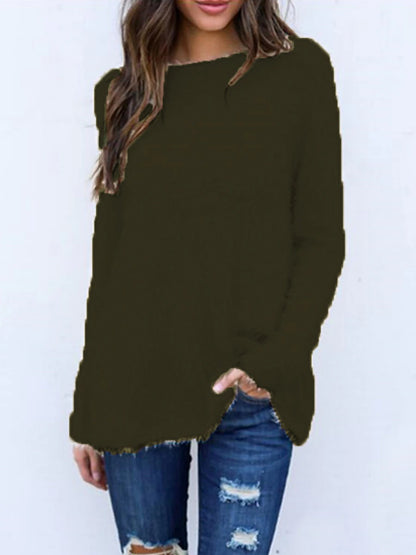 Women's Pullover Sweater Jumper Crew Neck Ribbed Knit Cotton Oversized Fall Winter Regular Outdoor Daily Holiday Stylish Casual Soft Long Sleeve Solid Color Black White Yellow S M L