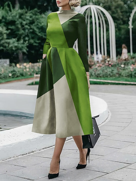 Women's Dress - Sheath Dress Midi Dress Midi Dress Black White Red Long Sleeve Floral Ruched Fall Winter Autumn Shirt Collar Stylish Winter Dress Fall Dress 2023 S M L XL XXL 3XL