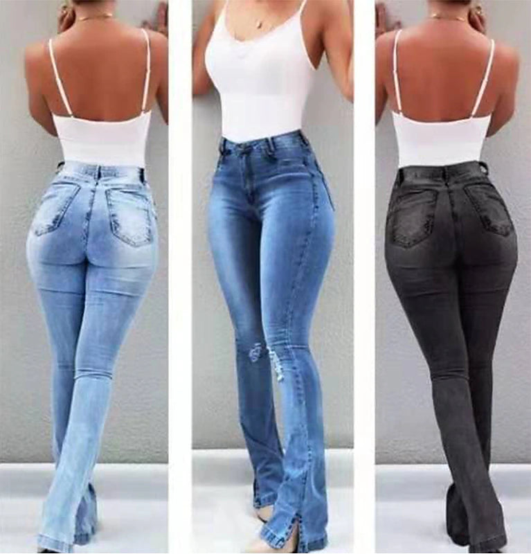 Women's Jeans Normal Denim Plain Light Blue Black Fashion Mid Waist Full Length Casual Weekend