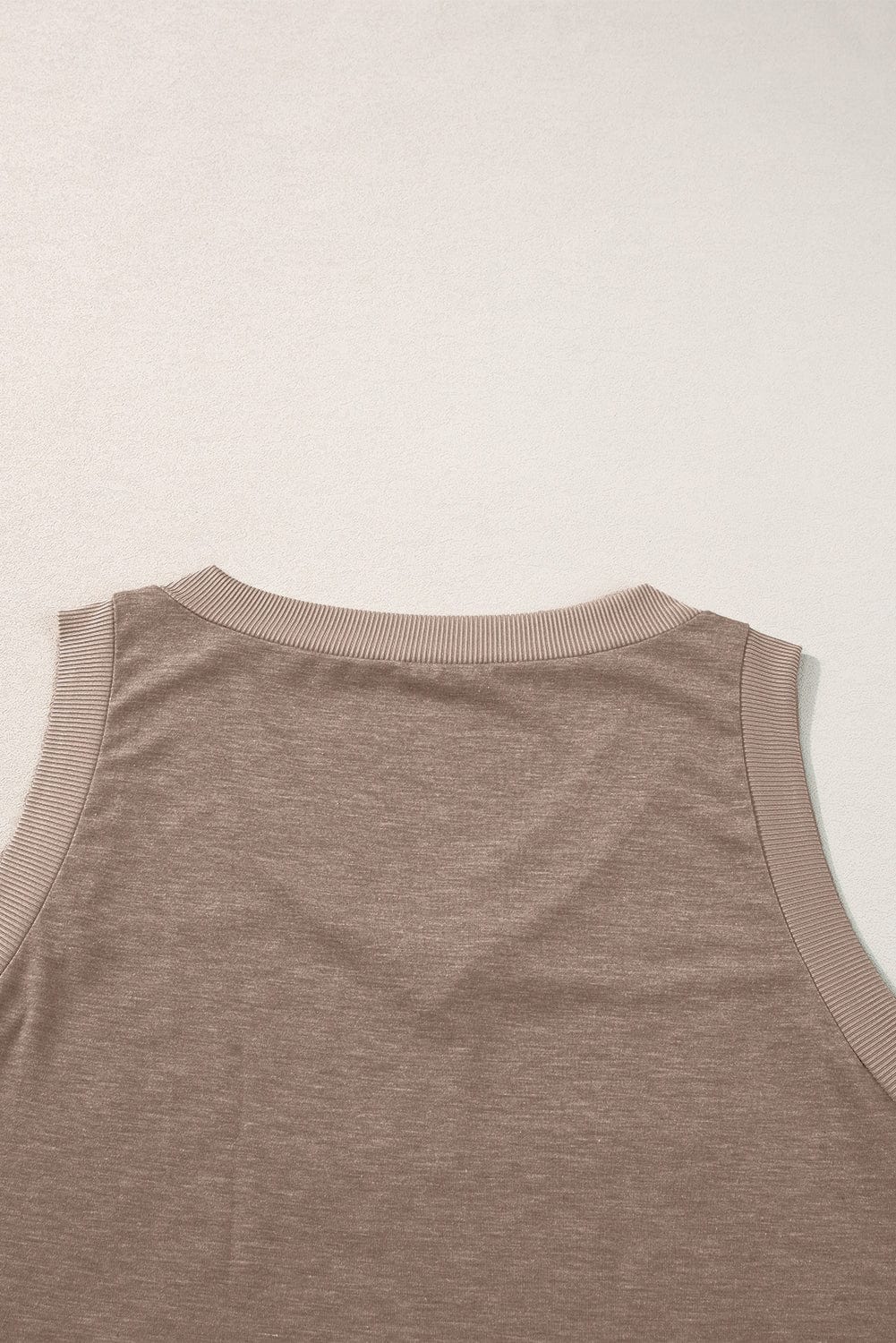Taupe Ribbed V Neck Tank - Casual and Chic Shift Style