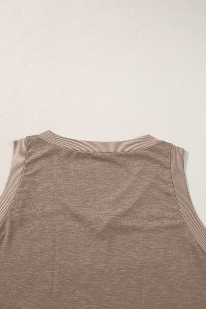 Taupe Ribbed V Neck Tank - Casual and Chic Shift Style