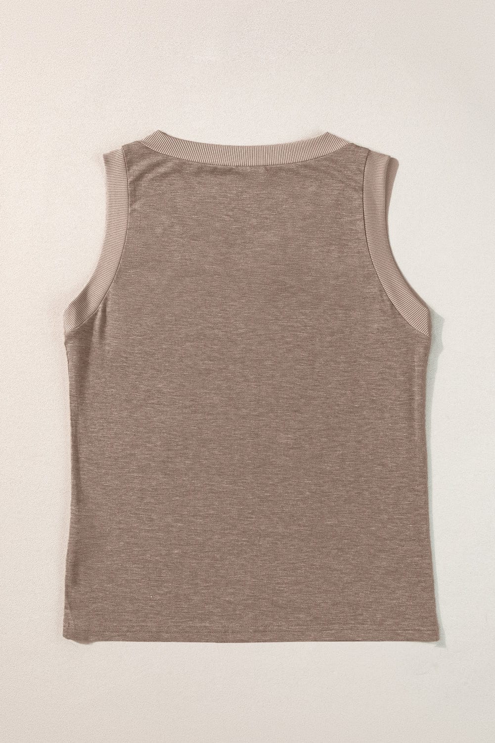 Taupe Ribbed V Neck Tank - Casual and Chic Shift Style