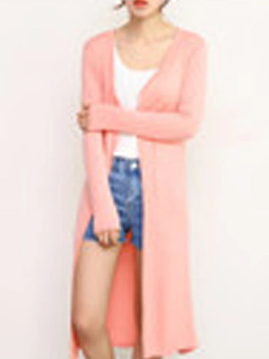 Women's Cardigan Sweater Open Front Ribbed Knit Modal Oversized Summer Fall Long Daily Going out Weekend Stylish Casual Soft Long Sleeve Solid Color Black White Yellow One-Size