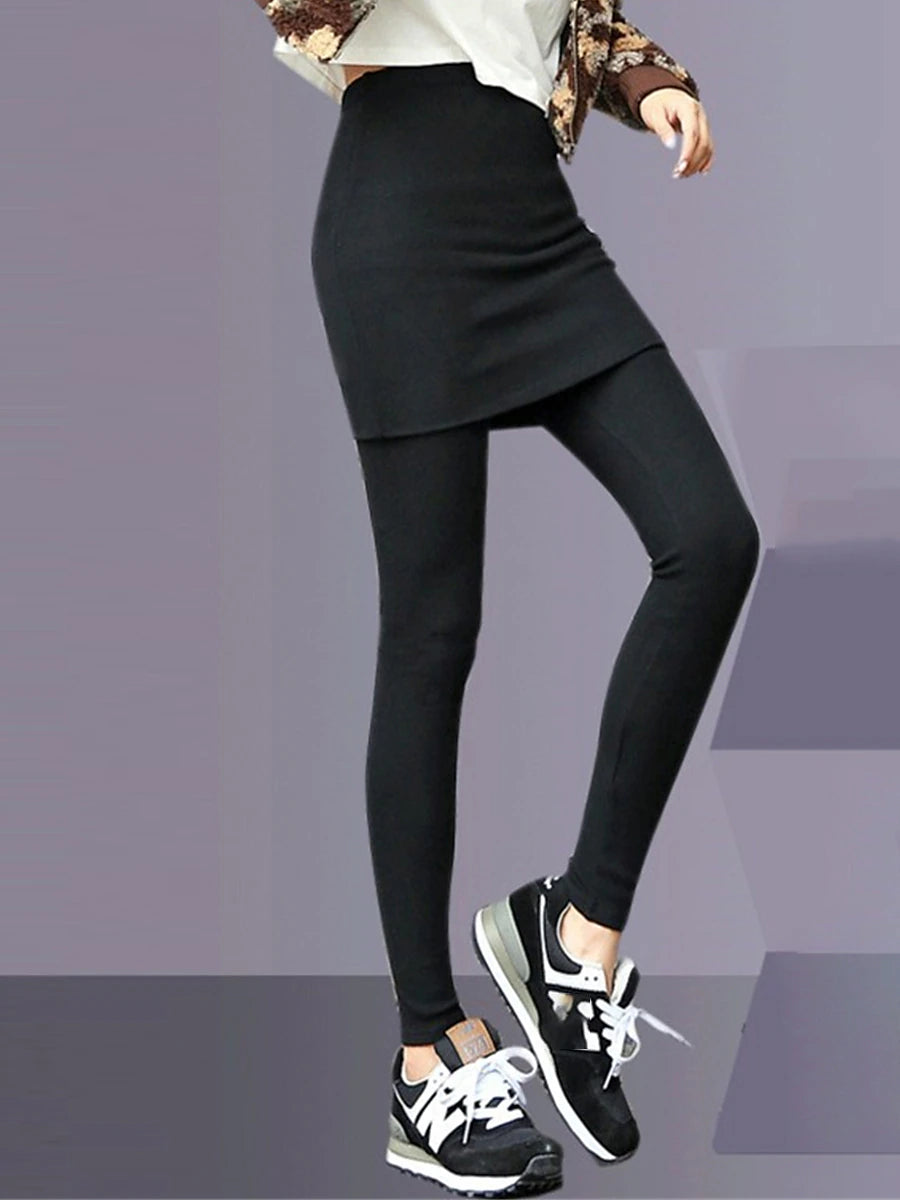 Women's Leggings Cotton Plain Light Gray Dark-Gray Fashion High Waist Full Length Outdoor Street Fall Winter