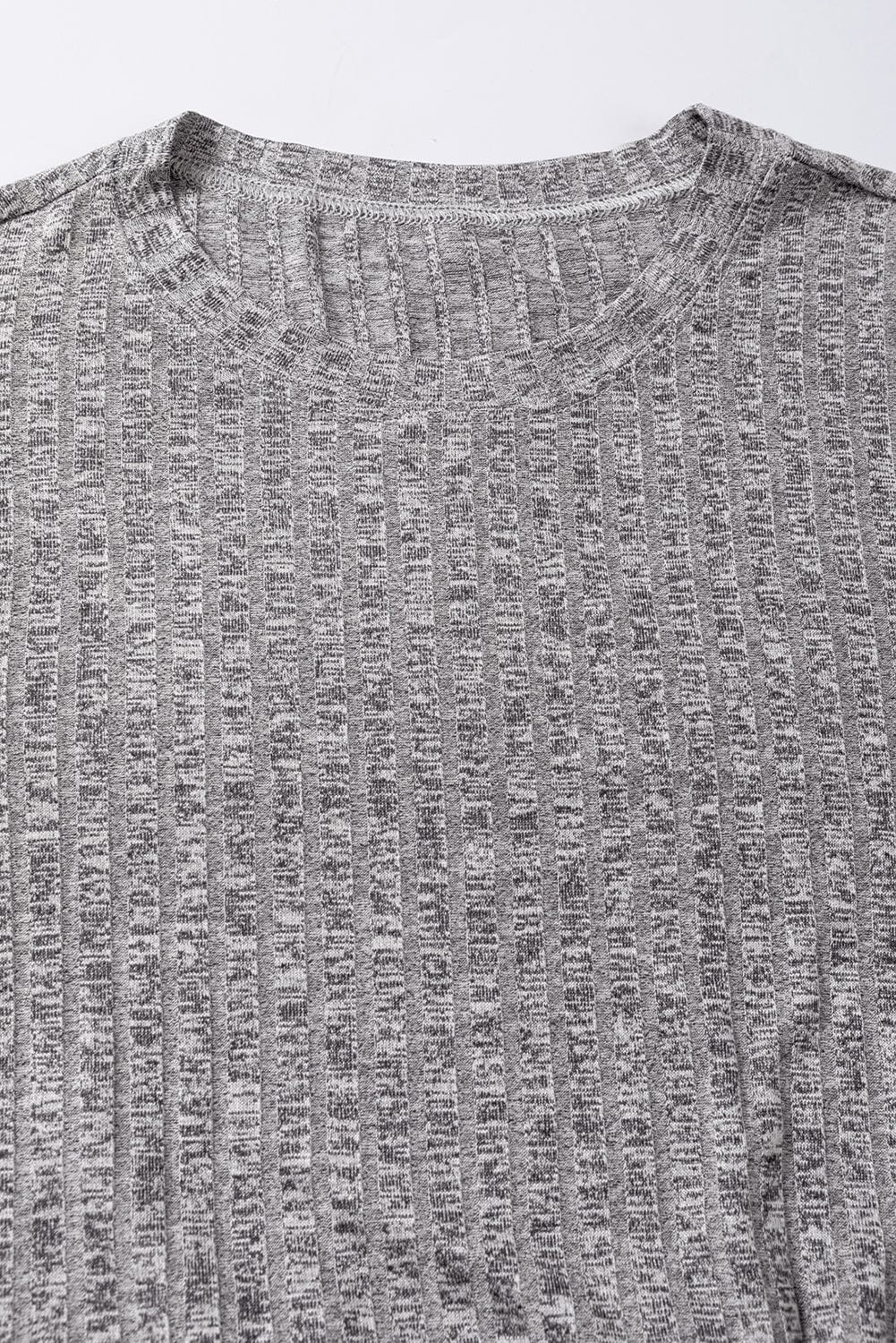 Textured Gray Ruffle Detail A-Line Midi Dress