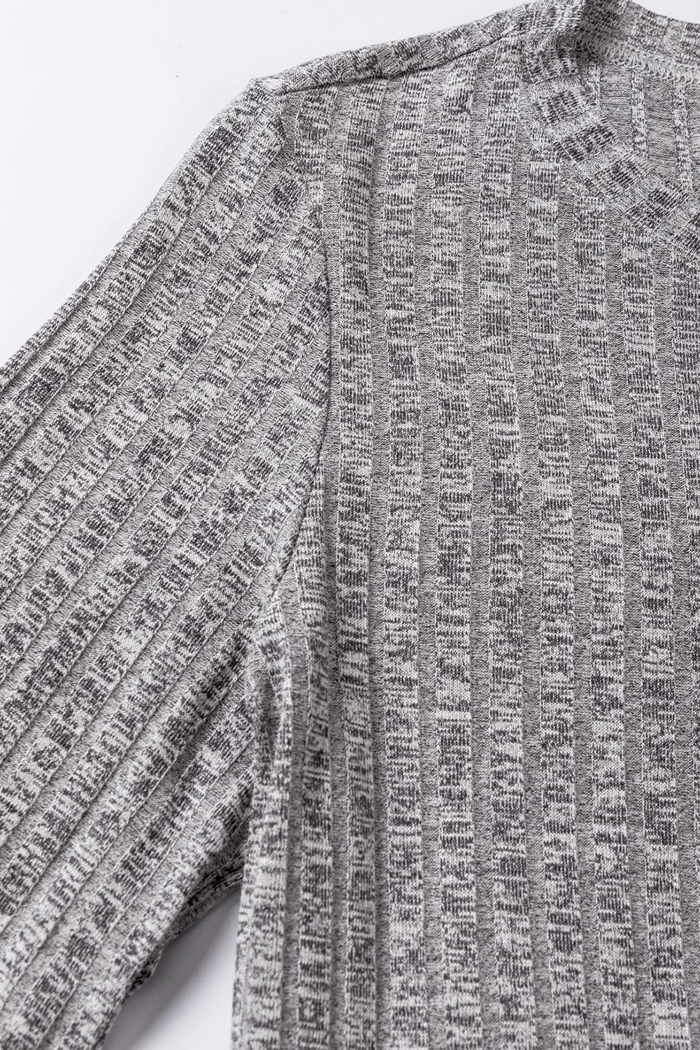 Textured Gray Ruffle Detail A-Line Midi Dress