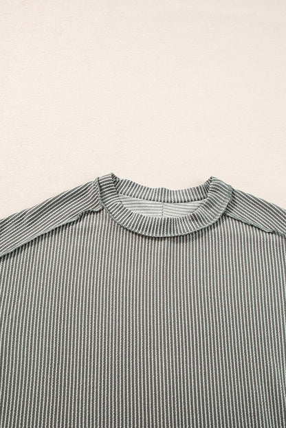 Textured Grey Knit T-shirt with Exposed Stitching