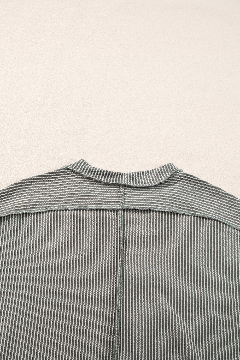 Textured Grey Knit T-shirt with Exposed Stitching