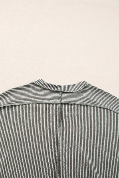 Textured Grey Knit T-shirt with Exposed Stitching