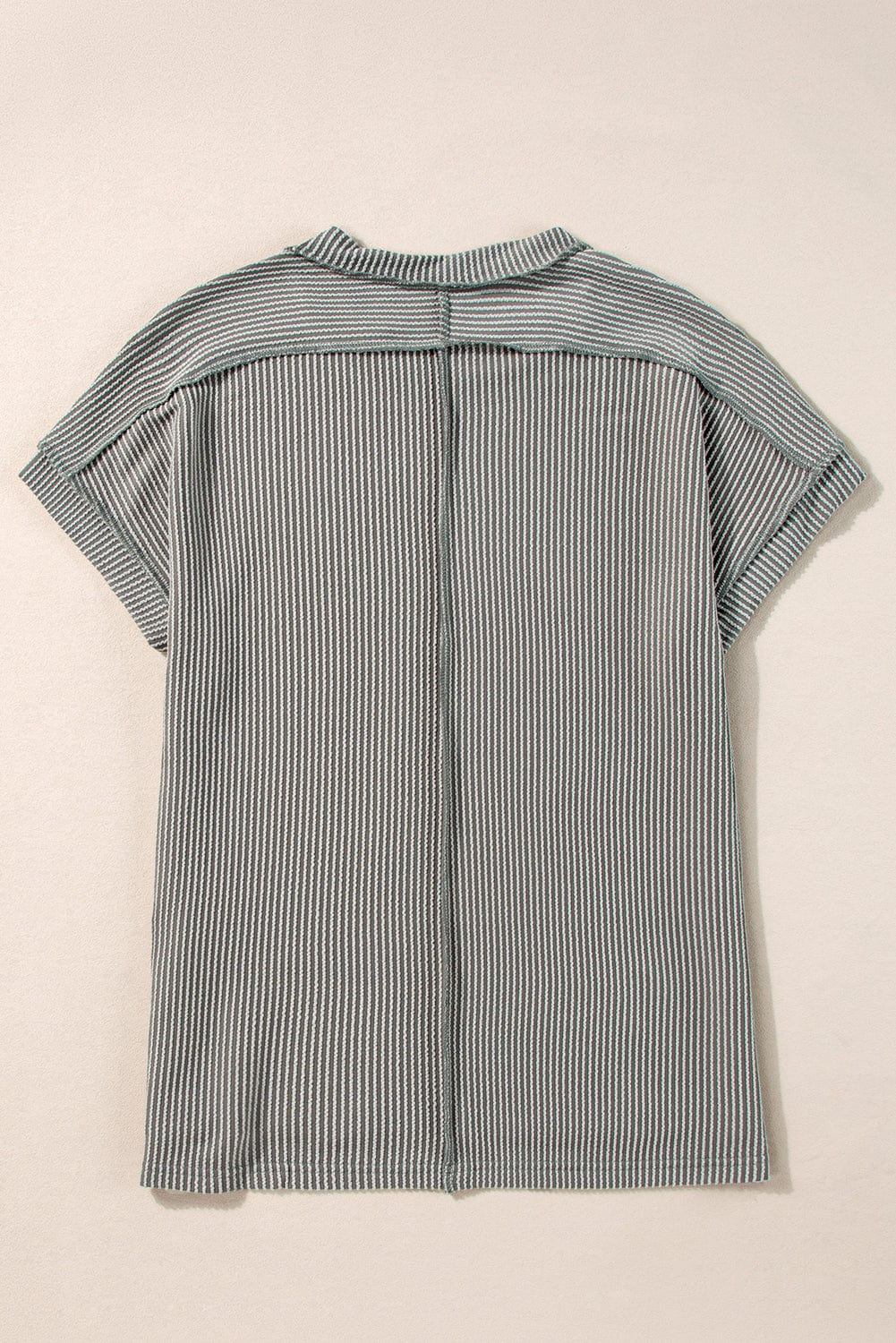 Textured Grey Knit T-shirt with Exposed Stitching