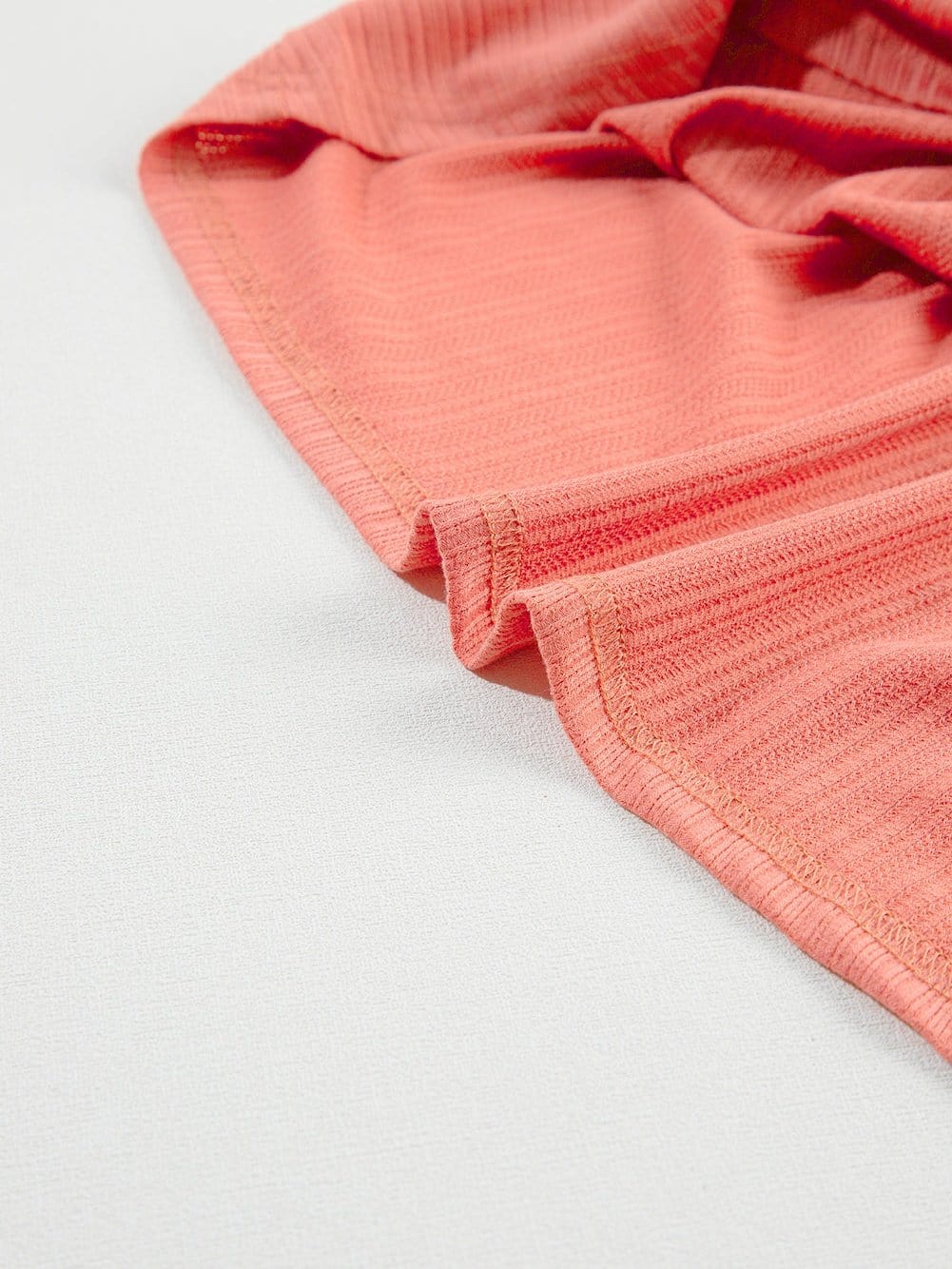 Textured Tomato Red V Neck Flutter Sleeve Peplum Blouse