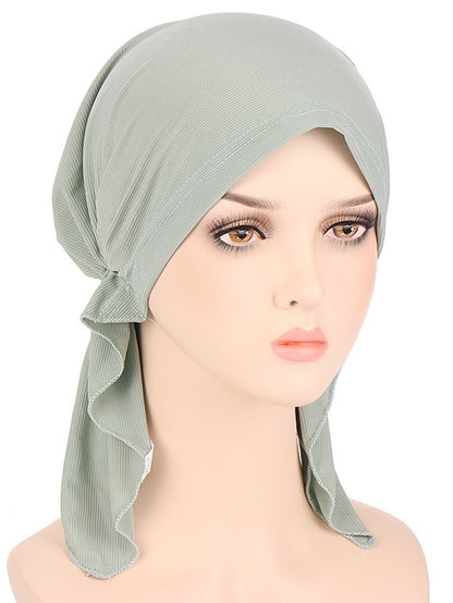 New Elastic Solid Color Wrap Head Scarf Hats Muslim Turban Bonnet For Women Inner Hijab Hat Fashion Female Turbantes Caps - LuckyFash™